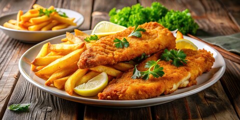 Crispy Fried Fish Fillet with Fries & Lemon - Restaurant-Style Seafood Meal