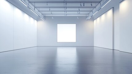 Minimalistic Art Gallery Interior with Empty Space and White Walls