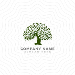 Fototapeta premium Green oak tree logo design for business identity