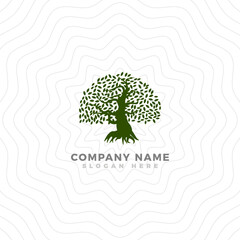 Green oak tree logo design for business identity