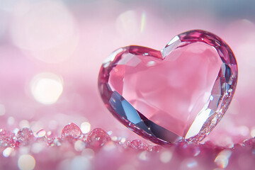 Fototapeta premium Cute pink background, Valentine's heart