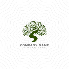 Fototapeta premium Green oak tree logo design for business identity