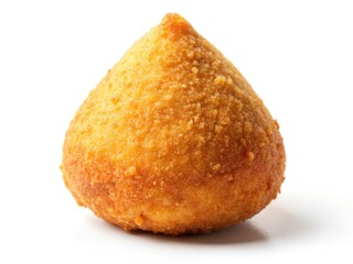 Brazilian Coxinha Fried Snack Food Photography, Delicious Crispy Chicken Coxinha, Isolated White Background, Closeup Image