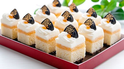 Delicious Mini Cakes  Gourmet Dessert Box  Orange   White Cream