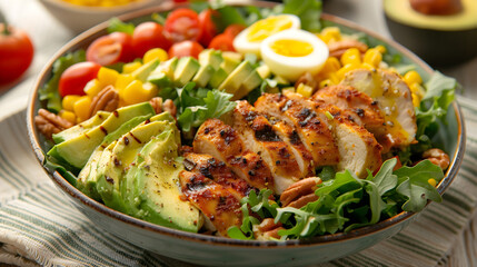 Colorful Salad Bowl with grilled chicken breast