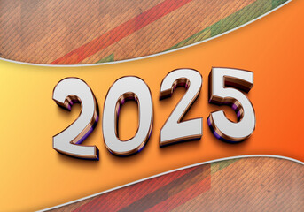 3d Rendering illustration of a curvy cartoon 2025 design