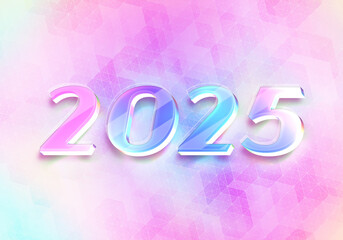 3d Rendering illustration of a bright multicolored 2025 design