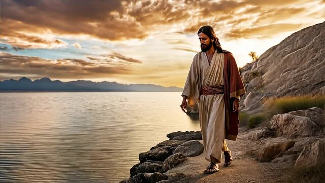 Jesus Looking Up as a Paralytic is Lowered Before Him