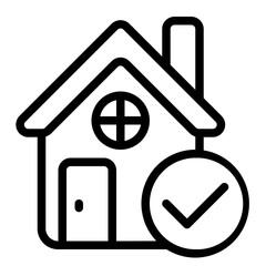 House with Check Mark Line Icon