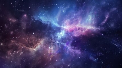 a cosmic galaxy abstract with swirling stars and colorful nebula clouds, No objects, white space in the center of the page for text