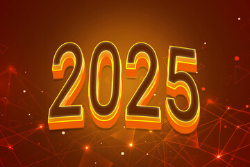 3d Rendering Illustration of a firey 2025 design.