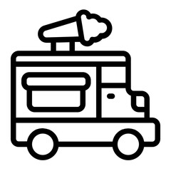 Ice Cream Truck Line Icon
