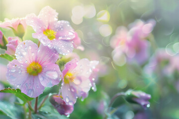 Obraz premium Flowers in the garden with butterflies, version 1