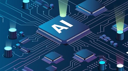 AI chip circuit board glowing technology future innovation