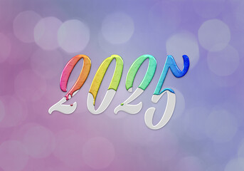 3d Rendering illustration of a multicolored 2025 design