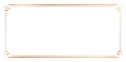 Golden border frame deco art simple line corner ornate isolated white backgrounds for Empty page decoration, picture frame, invitations and greeting cards templates, decorative frames, heading banners