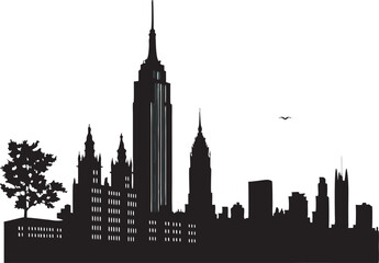 Obraz premium Silhouette Cityscape with Bridge and Urban Skyline