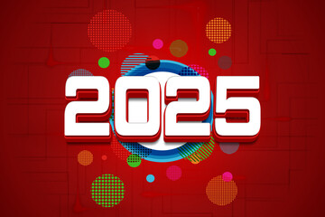 3d Rendering illustration of a colorful 2025 design