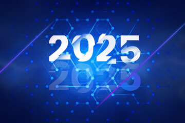 3d Rendering illustration of a futuristic glossy 2025 design