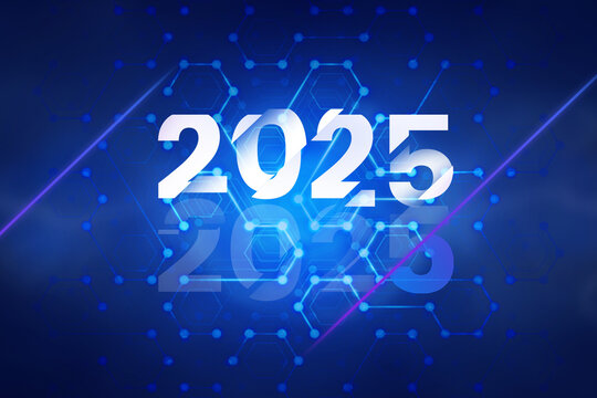 3d Rendering illustration of a futuristic glossy 2025 design