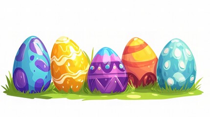 Fototapeta premium Colorful Easter Eggs Isolated on White Background for Spring Decor