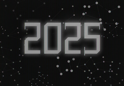 3d Rendering illustration of a pixel 2025 design