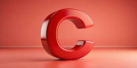 Minimalist 3D Red Capital Letter C Sign - Modern Alphabet Design for Creative Projects, Graphic Design, Typography, Minimalism, and Art