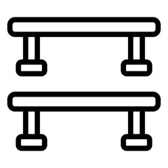 Flatrail obstacle outline icon symbolizing skateboarding tricks and park features