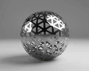 Geometric metal sphere. AI.