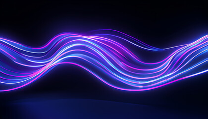 neon glowing 3d wavy lines in the dark