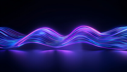 neon glowing 3d wavy lines in the dark