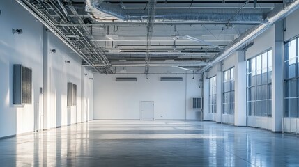 Obraz premium Spacious Modern Industrial Interior with Bright Natural Light
