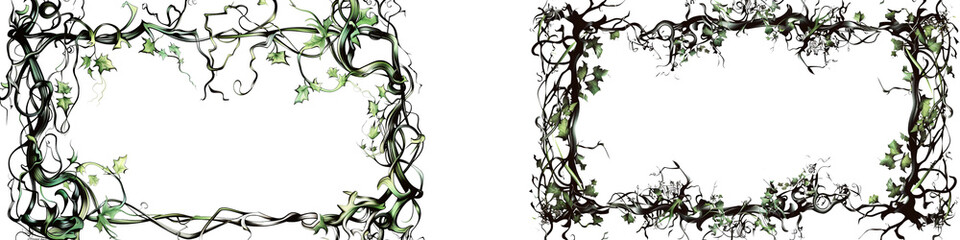 Two frames with vines and leaves