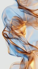 Abstract swirling smoke in blue and orange tones creates a dynamic visual effect.