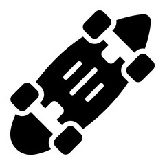 Penny board glyph icon representing a small and lightweight skateboard