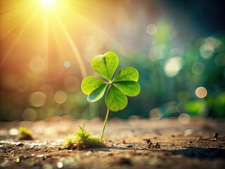 A minimalist four-leaf clover canvas print, perfect green botanical wall decor.
