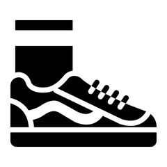 Skate shoe glyph icon representing footwear designed for skateboarding