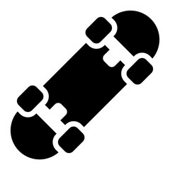 Skateboard glyph icon representing essential equipment for skateboarding