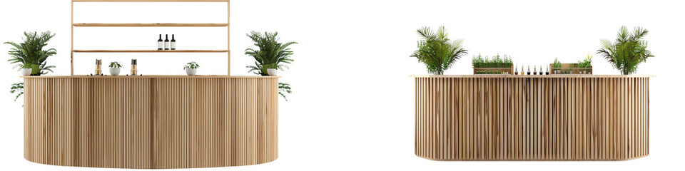 Two different types of wooden bar counters