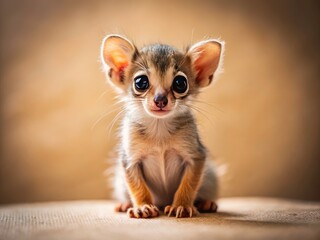Minimalist Animal Portrait: Close-Up Small Creature Paw on Chest, Hip Pose