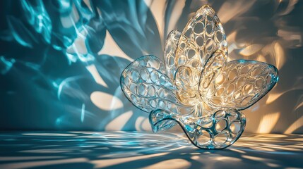 Fototapeta premium Elegant Glass Lotus Flower Sculpture with Unique Light Reflection