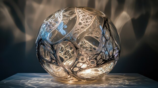 Intricate Glass Sculpture with Unique Design and Soft Lighting Effects