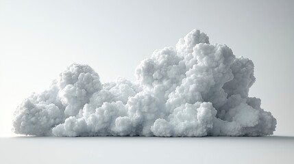 3D render of a fluffy white cumulus cloud isolated on a white background.