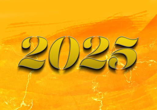 3d Rendering Illustration of a golden 2025 design.