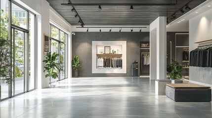 Obraz premium Modern Minimalist Retail Store Interior with Natural Lighting
