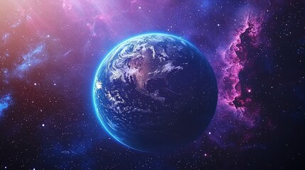 Fototapeta premium Earth in vibrant nebula.