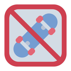 No skating flat icon representing areas where skateboarding is not allowed