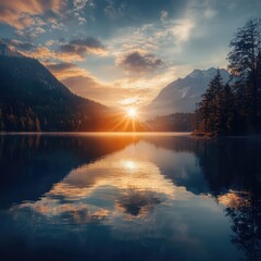 sunrise over the lake