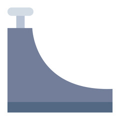 Skate ramp flat icon representing skateboarding tricks and obstacles