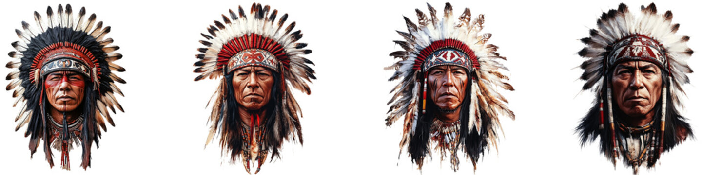 Four men wearing red and white headdresses